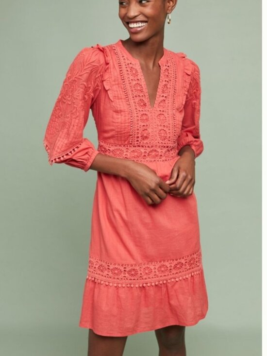 Anthropologie Dresses & Skirts - Anthropologie Akemi + Kin Josephine Coral Embroidered  Dress |  Size M